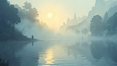 Misty Morning Lake